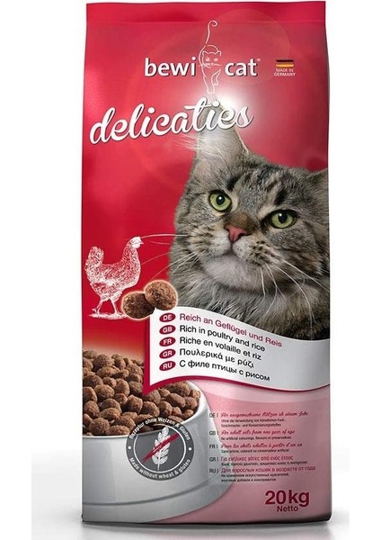 Bewı Cat Adult Delicaties 20 kg – Yetişkin Kediler Için Kümes Hayvanlı Kedi Kuru Maması