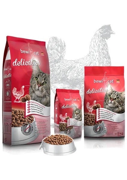 Bewı Cat Adult Delicaties 20 kg – Yetişkin Kediler Için Kümes Hayvanlı Kedi Kuru Maması