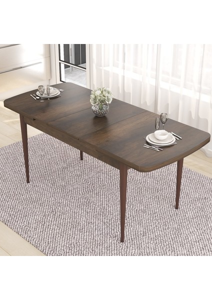 Concept Eva Serisi 80X132 Açılabilir Mdf Barok Ahşap Desen Mutfak Masa Takımı ve 4 Sandalye