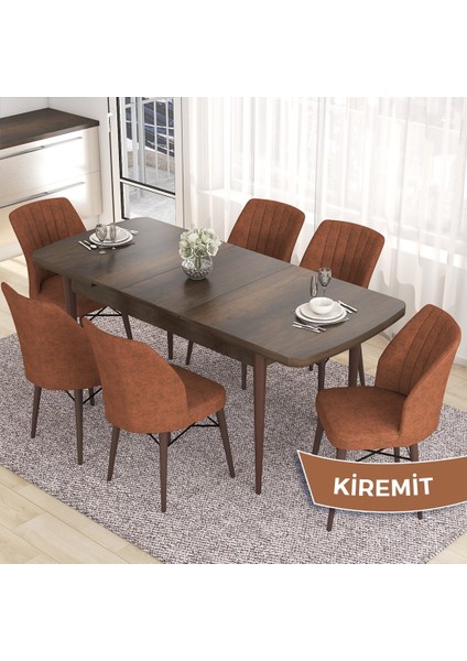 Concept Eva Serisi 80X132 Açılabilir Mdf Barok Ahşap Desen Mutfak Masa ve 6 Sandalye fiyatları