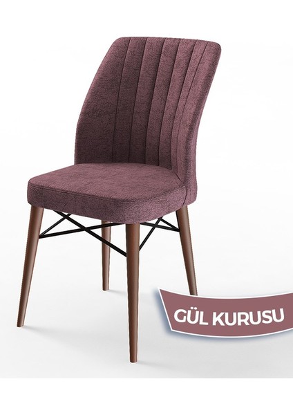 Concept Eva Serisi 80X132 Açılabilir Mdf Beyaz Masa Ceviz Ayak Mutfak Masa Takımı ve 6 Sandalye