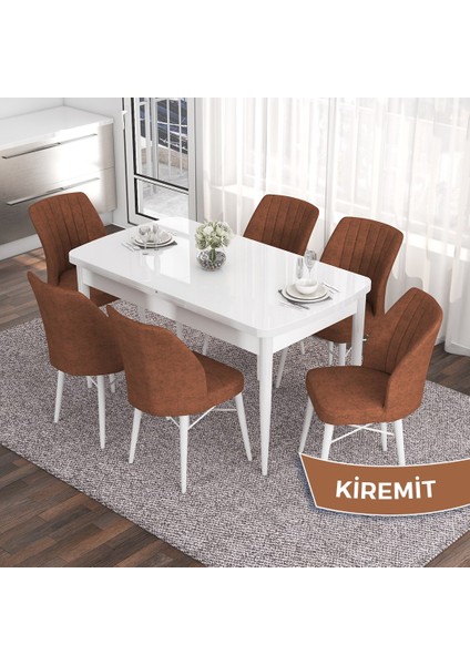 Concept Eva Serisi 80X132 Açılabilir Mdf Beyaz Mutfak Masa Takımı ve 6 Sandalye fiyatları