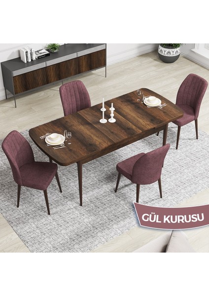 Concept Rio Serisi 80X132 Mdf Açılabilir Barok Ahşap Desen Mutfak Masası Takımı 4 Adet Sandalye fiyatları
