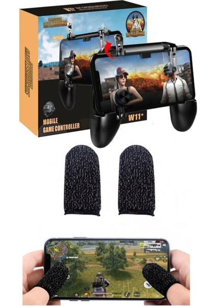 Pubg Parmaklık Eldiveni + W11 Plus Oyun Konsolu Ateşleyici Tetik Joystick Controller Gamepad