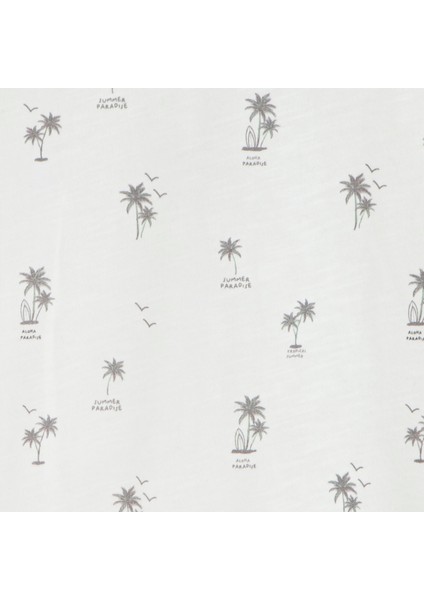 Tropic Baskılı Tshirt Ekru modelleri