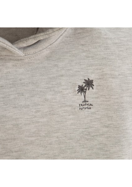 Tropic Kapüşonlu Tshirt Gri Melanj