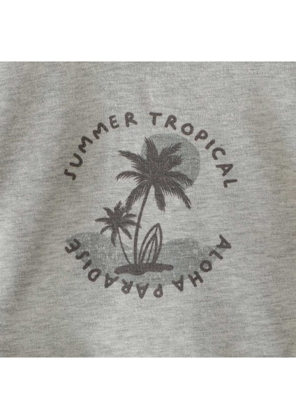 Tropic Kapüşonlu Tshirt Gri Melanj