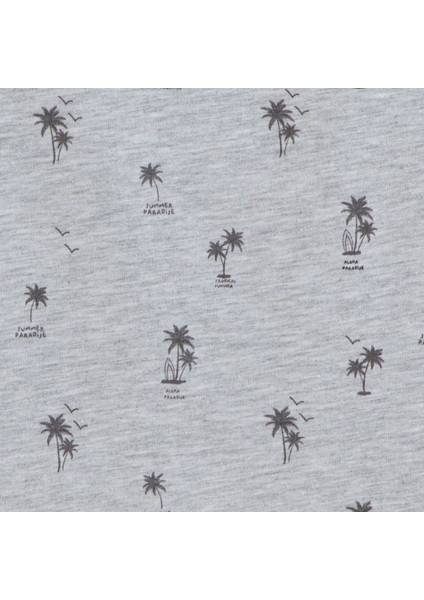 Tropic Baskılı Tshirt Gri Melanj modelleri