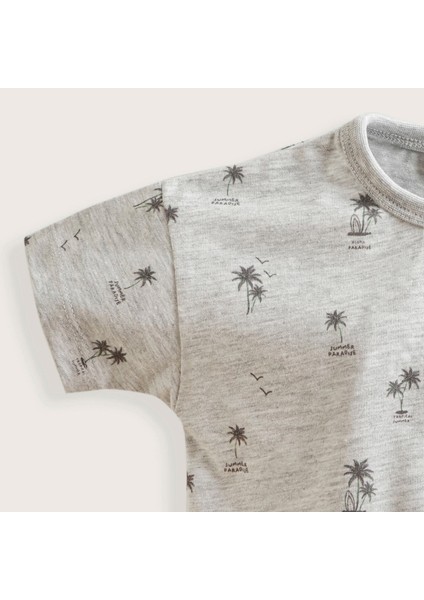Tropic Düğmeli Baskılı Tshirt Gri Melanj fiyatları