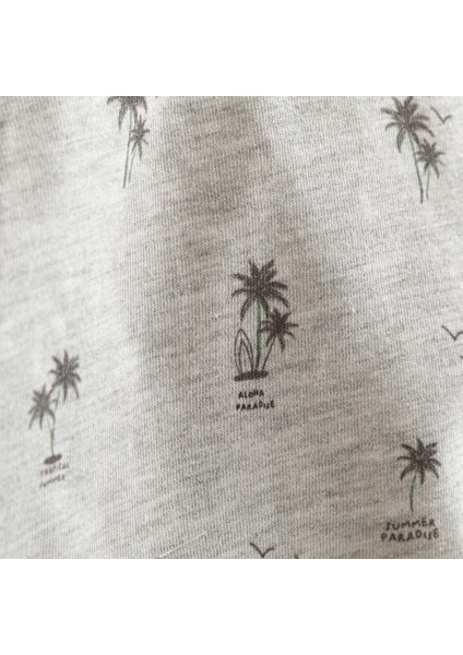 Tropic Düğmeli Baskılı Tshirt Gri Melanj modelleri