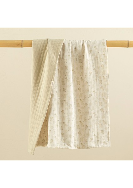 Safari Yenidoğan Baskılı Battaniye Ekru