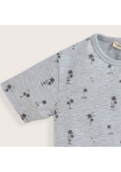 Tropic Baskılı Tshirt Gri Melanj fiyatları