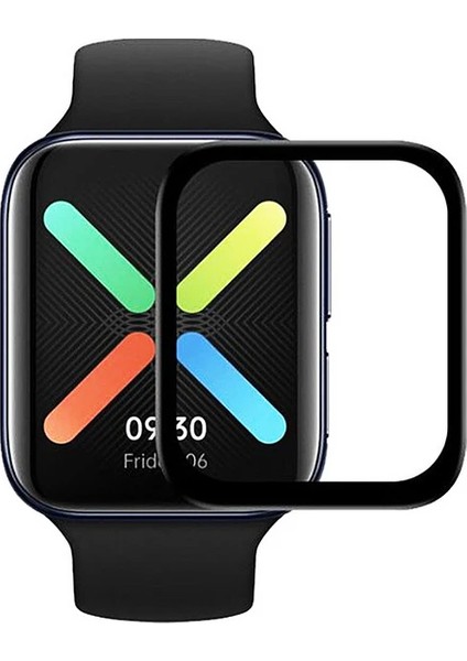 Oppo Watch 46 mm Uyumlu Ekran Koruyucu Nano Esnek Polymer Kırılmaz Koruma Siyah