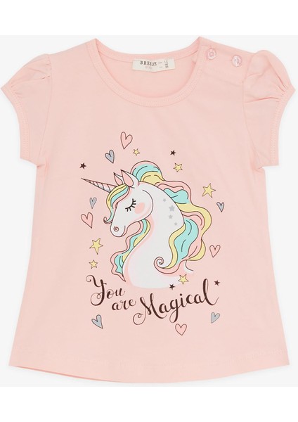 Kız Çocuk Kapri Taytlı Takım Unicorn Baskılı 1.5-5 Yaş, Somon modelleri