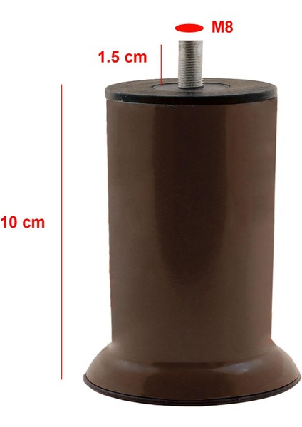 Mobilya Metal Kanepe Baza Koltuk Destek Ayağı M8 Civata Kahverengi Metal Yükseltici Ayakları 10 cm (4 Adet)