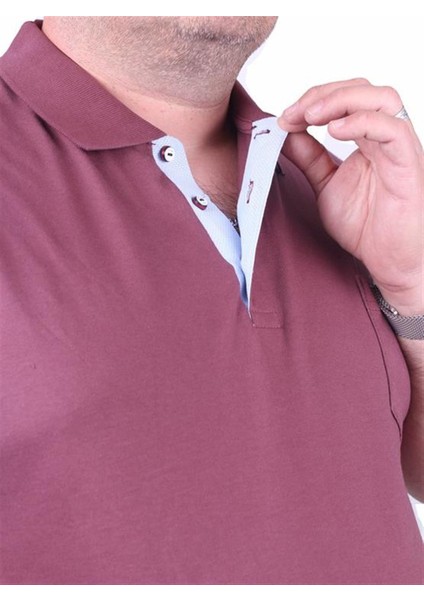 Büyük Beden Likralı Klasik Cepli Polo Tişört 11501 Eflatun fiyatları