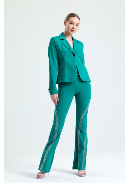 Blazzer Scuba Astarlı Ceket | CKT33437 Yesıl fırsatları