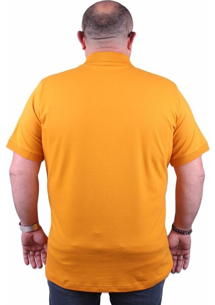 Büyük Beden Likralı Klasik Cepli Polo Tişört 11501 Hardal fırsatları