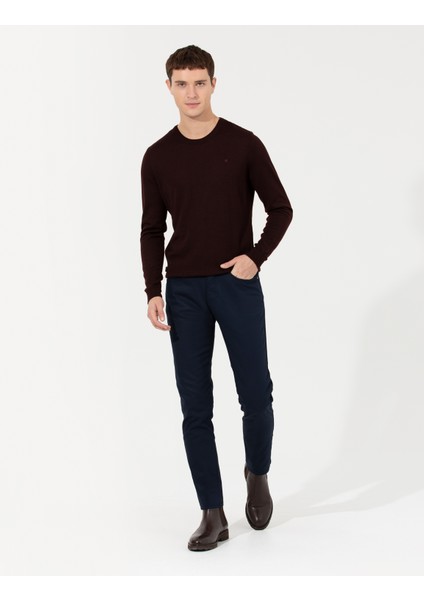 Erkek Lacivert Slim Fit Chino Pantolon 50264764-VR033