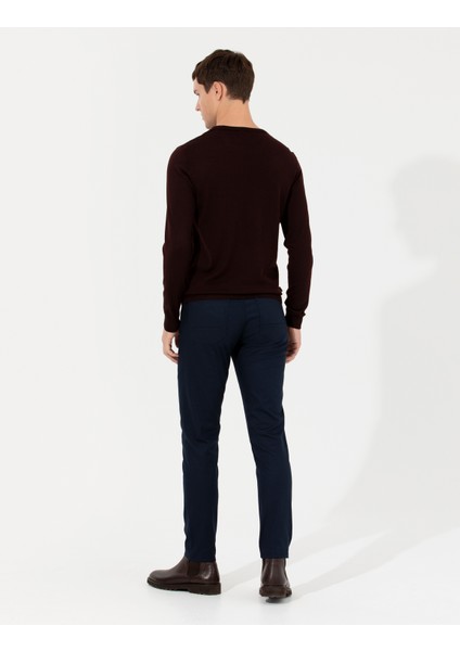 Erkek Lacivert Slim Fit Chino Pantolon 50264764-VR033 fırsatları
