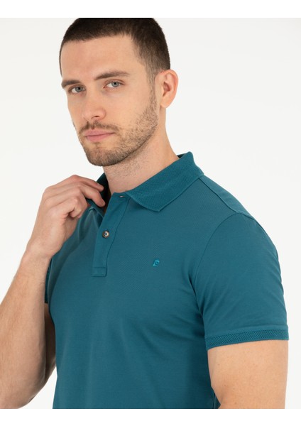 Pierre Cardin Erkek Yeşil Slim Fit Polo Yaka Merserize Tişört 50262665-VR055