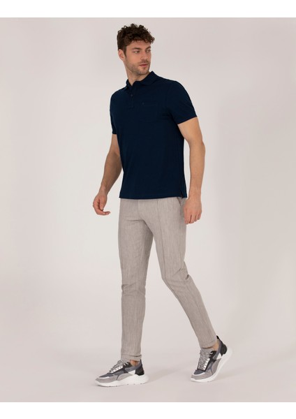 Pierre Cardin Erkek Koyu Bej Slim Fit Belden Bağlamalı Chino Pantolon 50271280-VR088