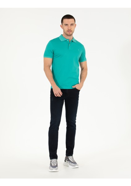 Pierre Cardin Erkek Yeşil Slim Fit Polo Yaka Merserize Tişört 50262665-VR083