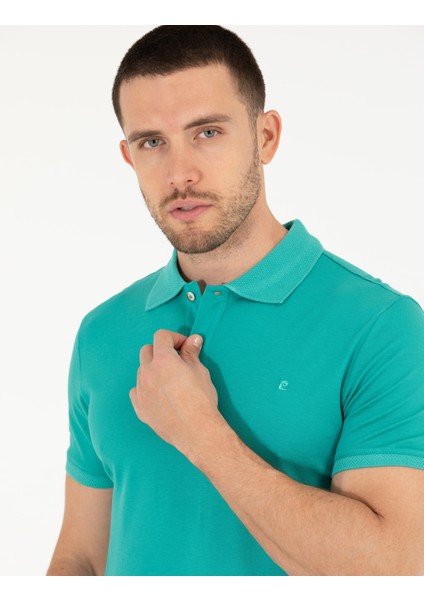 Pierre Cardin Erkek Yeşil Slim Fit Polo Yaka Merserize Tişört 50262665-VR083