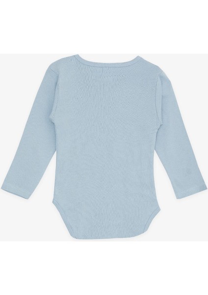 Erkek Bebek Çıtçıtlı Body Gözlüklü Ayıcık Baskılı 9 Ay-3 Yaş, Buz Mavisi fiyatları