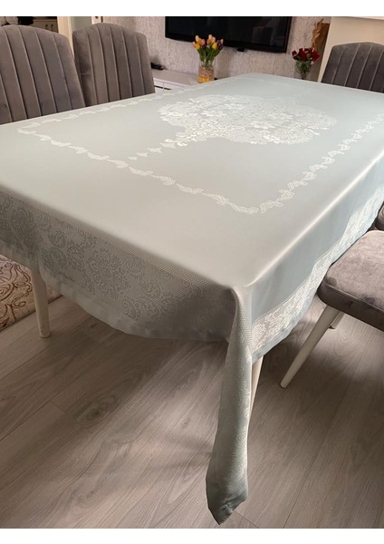 Teflon Kumaş Masa Örtüsü - Sıvı Geçirmez - Yıkanabilir - Dantel Görünümlü