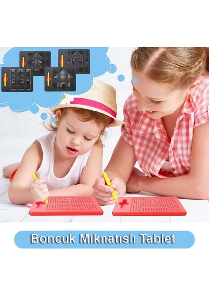 Eğitici Boncuk Mıknatıslı Oyuncak Tablet (Manyetik Çizim Pedi )
