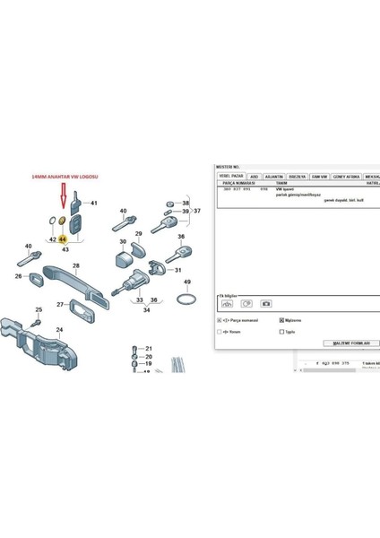 Volkswagen Anahtar Logosu 10MM Vw Kumanda Logosu (1 Adet) 3C0837891