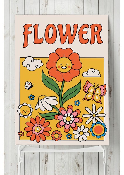 Crazy Flower, Çılgın Çiçek Psychedelic Indie Tarzı Poster