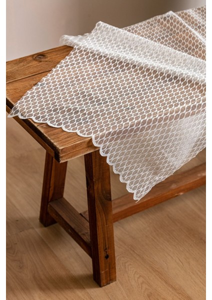 Taç Petek Desen Kullanıma Hazır 1/3 Sık Pile Tül Perde Tek Kanat - Ekru 100 x 200 cm