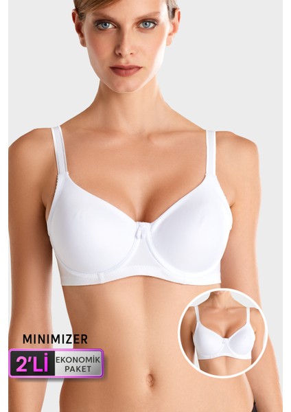 2'li Ekonomik Paket Beyaz 7001 Balenli Minimizer Toparlayıcı Sütyen Set(Dd Cup Seçenekli)