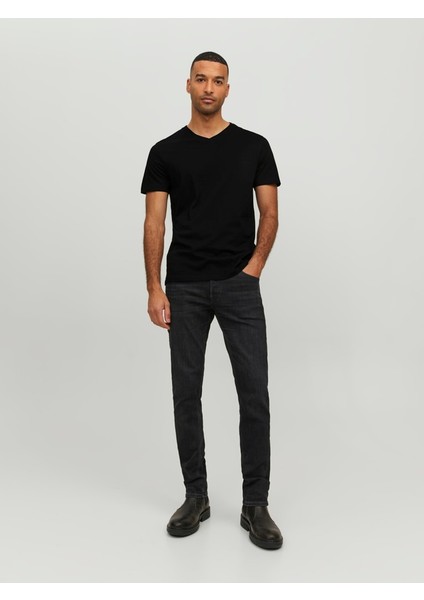 V Yaka Siyah Erkek T-Shirt 12156102 fırsatları