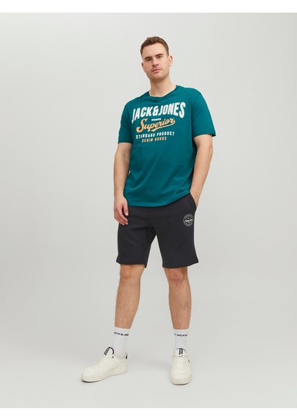 Jack & Jones Büyük Beden Siyah Erkek Penye Şort 12229945