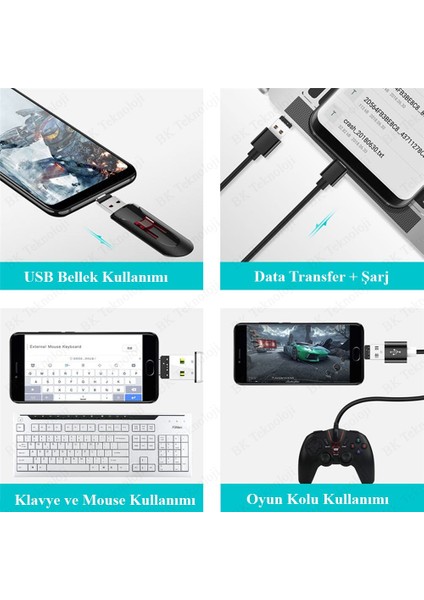 Mini Otg USB Type-C Erkek To USB Tip A Dişi Çevirici Adaptör