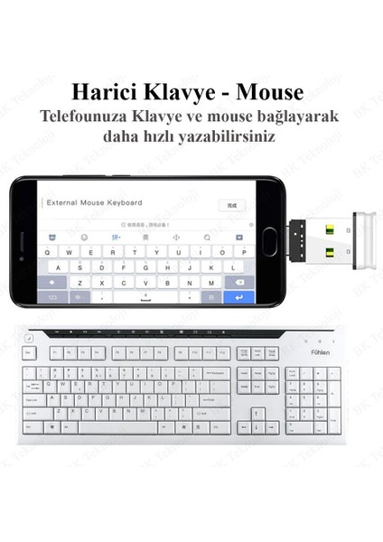 Mini Otg USB Type-C Erkek To USB Tip A Dişi Çevirici Adaptör