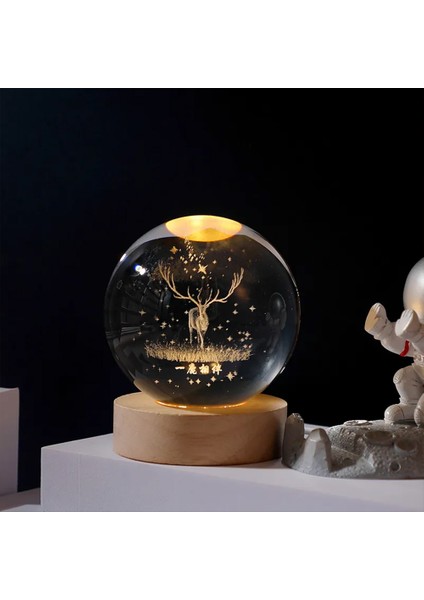 Kişiye Özel Işıklı Ahşap Kaideli Geyik Temalı Cam Küre 8*6cm ve Lotus Çiçeği Kolye fırsatları