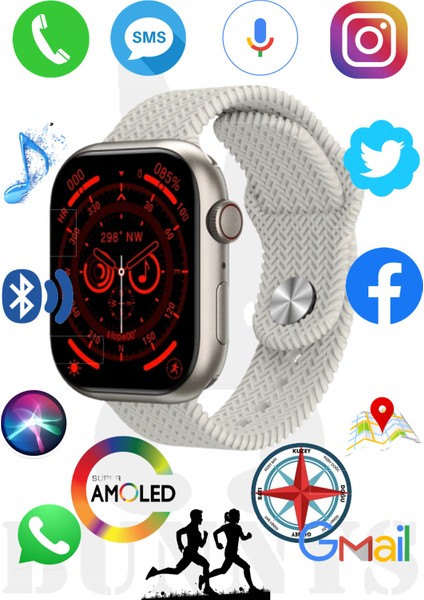 Tecno Camon Uyumlu Akıllı Saat Konuşma Özellikli Watch 9 Pro 45MM Amoled Ekran