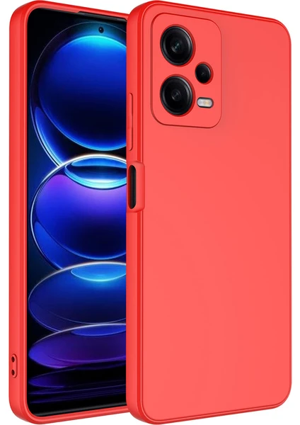 Kzy Xiaomi Redmi Note 12 ile Uyumlu Kapak Kamera Korumalı Içi Kadife Lansman Silikon Kılıf - Kırmızı