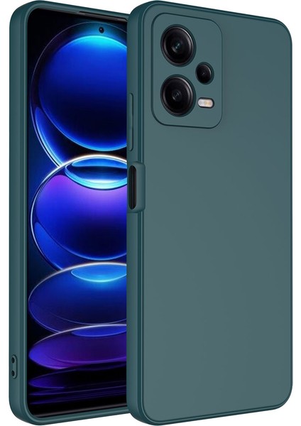 Xiaomi Redmi Note 12 ile Uyumlu Kapak Kamera Korumalı Içi Kadife Lansman Silikon Kılıf - Koyu Yeşil