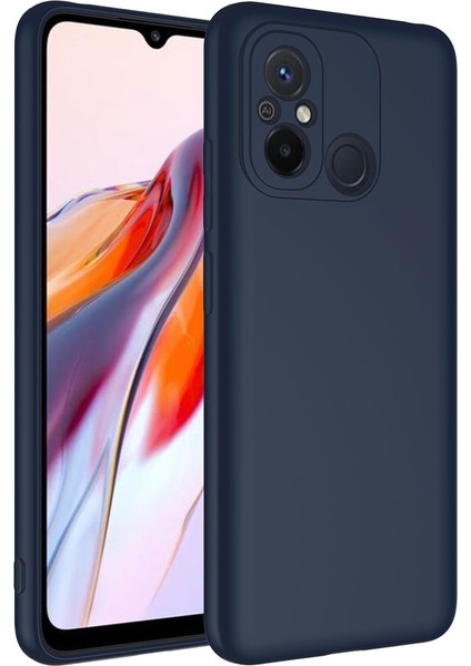 Xiaomi Redmi 12C ile Uyumlu Kapak Kamera Korumalı Içi Kadife Lansman Silikon Kılıf - Lacivert