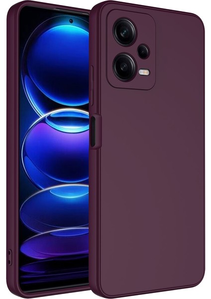 Xiaomi Redmi Note 12 Pro ile Uyumlu Kapak Kamera Korumalı Içi Kadife Lansman Silikon Kılıf - Mürdüm