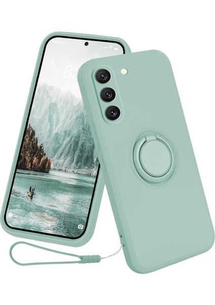 Samsung Galaxy S23 Yüzük Kickstand Telefon Tepkisi Için Sıvı Silikon Telefon Kılıf (Yurt Dışından)