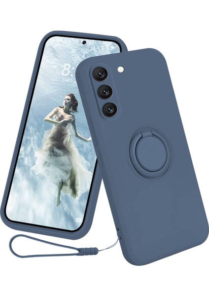 Samsung Galaxy S23 Yüzük Kickstand Telefon Tepkisi Için Sıvı Silikon Telefon Kılıf (Yurt Dışından)