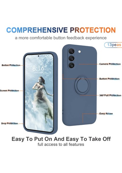 Samsung Galaxy S23 Yüzük Kickstand Telefon Tepkisi Için Sıvı Silikon Telefon Kılıf (Yurt Dışından) fırsatları