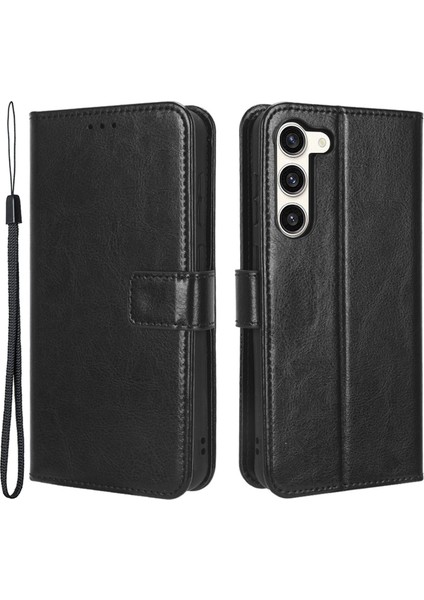 Samsung Galaxy S23 Çılgın At Dokusu Pu Deri Flip Telefon Kılıfı Cüzdan Stand Kapağı Kayış (Yurt Dışından)