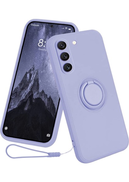Samsung Galaxy S23 Yüzük Kickstand Telefon Tepkisi Için Sıvı Silikon Telefon Kılıf (Yurt Dışından)